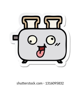 sticker of a cute cartoon of a toaster