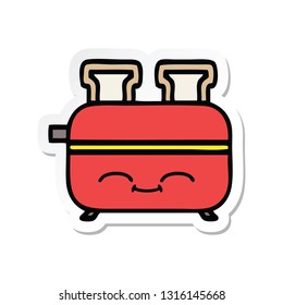 sticker of a cute cartoon of a toaster