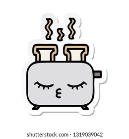 sticker of a cute cartoon of a toaster