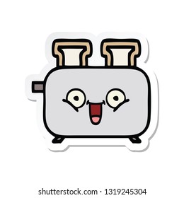 sticker of a cute cartoon of a toaster