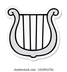 sticker of a cute cartoon traditional harp