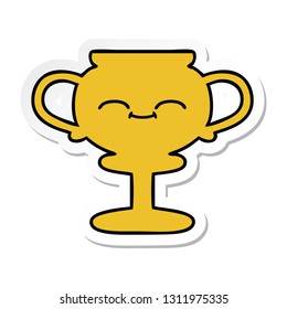 sticker of a cute cartoon trophy