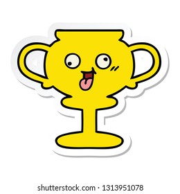 pegatina de un lindo trofeo de caricatura