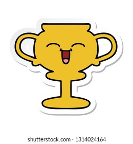 sticker of a cute cartoon trophy