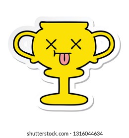 pegatina de un lindo trofeo de caricatura