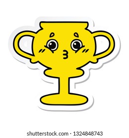 sticker of a cute cartoon trophy