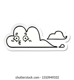 sticker of a cute cartoon white cloud