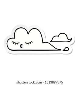 pegatina de una linda caricatura en la nube blanca