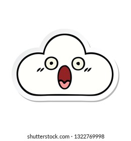 sticker of a cute cartoon white cloud