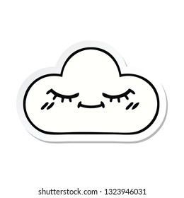 sticker of a cute cartoon white cloud