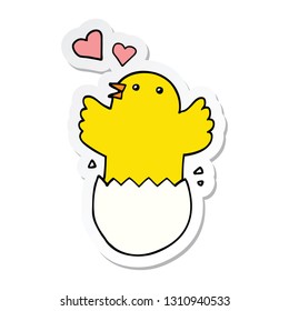 sticker of a cute hatching chick cartoon
