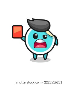 sticker cute mascot as referee giving a red card , cute style design for t shirt, sticker, logo element