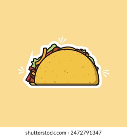 Sticker Cute Mexican traditional food tacos