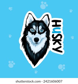 Sticker Cute Siberian Husky dog