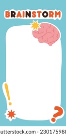 Sticker daily planner. Brainstorming, ideas and insight. Place for notes, piece of notebook. Creative activity and organization of effective workflow. Cartoon flat vector illustration