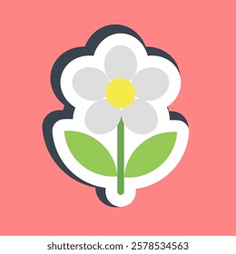 Sticker daisy. Beautiful flowers elements.