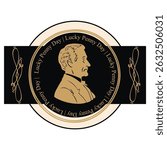 Sticker to the date Lucky Penny Day, vector illustration