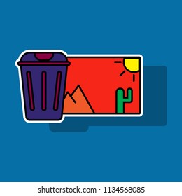 Sticker Delete image flat icon on color background.