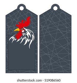 Sticker depicting the head of a rooster - the symbol of the new year