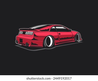 sticker design with 90s car illustration vector graphic