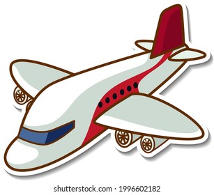 Sticker design with Airplane isolated illustration