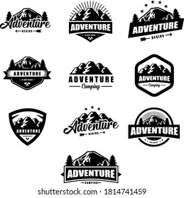 “Adventure Badges” Sticker Design. All elements are vector-based built in Illustrator software and can be used for both print and web.
