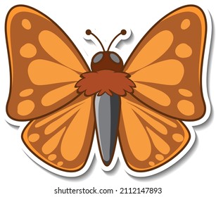 Sticker design with beautiful butterfly isolated illustration