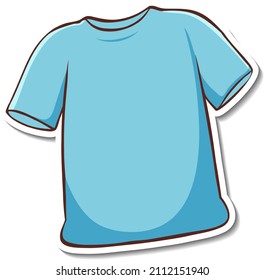 Sticker design with blue t-shirt isolated illustration