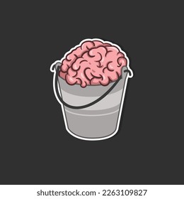 diseño de pegatinas - cerebros en un cubo, vector modificable, 
útil para su producto creativo.