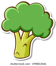 Sticker design with a broccoli isolated illustration