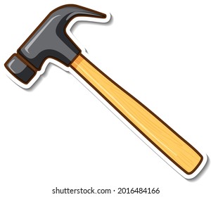 Sticker design with claw hammer isolated illustration