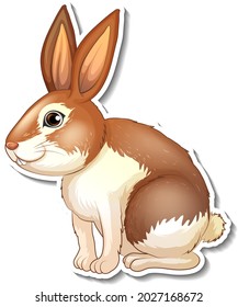 Sticker design with cute rabbit cartoon character illustration