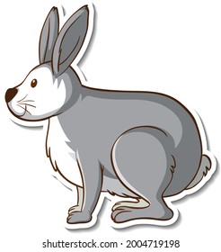 Sticker design with cute rabbit isolated illustration
