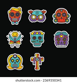 Sticker design of die de muertos celebration
