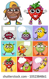 Sticker design with different fruits illustration