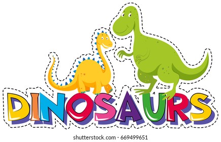 Sticker design for dinosaurs illustration