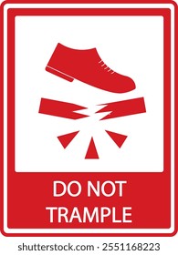 Sticker design of Do Not Trample, red Fragile warning label vector