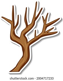 Sticker design with a dry tree isolated illustration