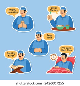 Sticker Design-Element der Aktivitäten während des Ramadan.