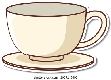 Diseño de pegatinas con taza de té vacía ilustración aislada