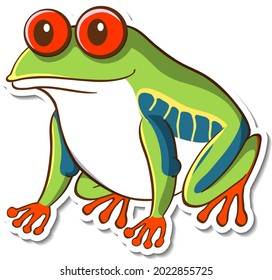 Sticker design with exotic frog isolated illustration