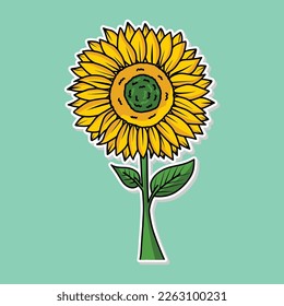sticker design flower sunflower vector