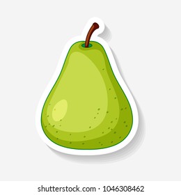 Sticker design with fresh pear illustration