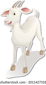 Sticker design with a goat cartoon character illustration