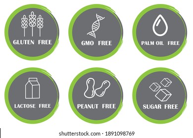 Sticker design. Green gluten free sugar. Healthy lifestyle. Vector sign. Stock image. EPS 10.