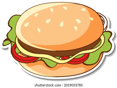 Sticker design with a hamburger isolated illustration