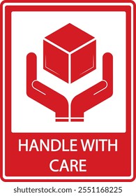 Sticker design of Handle With Care, red Fragile warning label vector