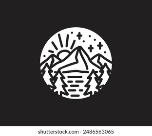 sticker design nature forest folk mountain adventure outdoor vintage logo illustration drawing