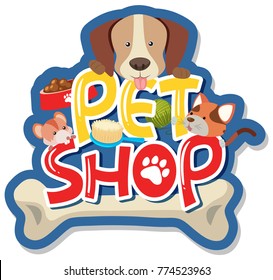 Sticker design for pet shop illustration