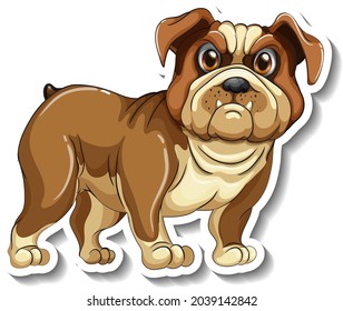 Sticker design with a pug dog isolated  illustration